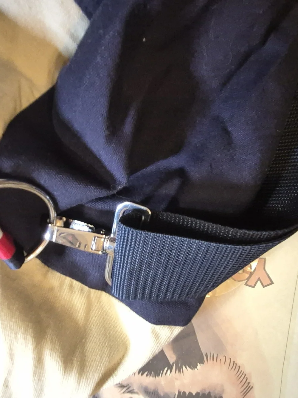 Tommy Hilfiger Beige Canvas Travel Tote with Red & Navy Accent